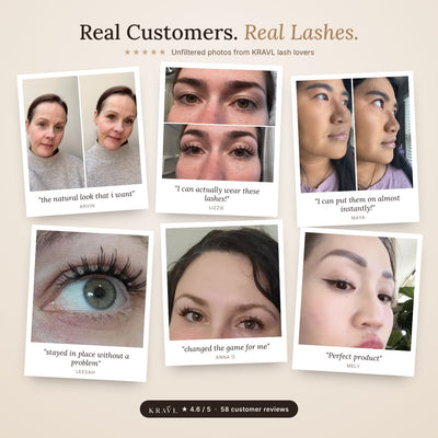 Real KRAVL customers wearing their lashes